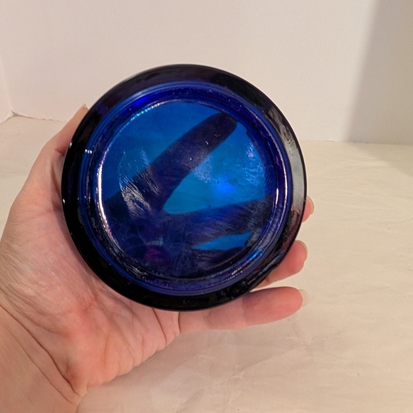 Vintage Cobalt Blue Glass Ashtray - Pasabahce Turkey - 4 Slots - 4.25 inches - Picture 7 of 8